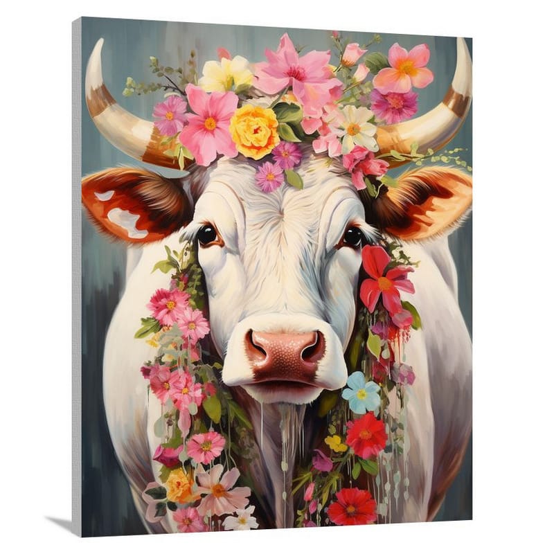 Christmas Cow: A Whimsical Delight. - Canvas Print
