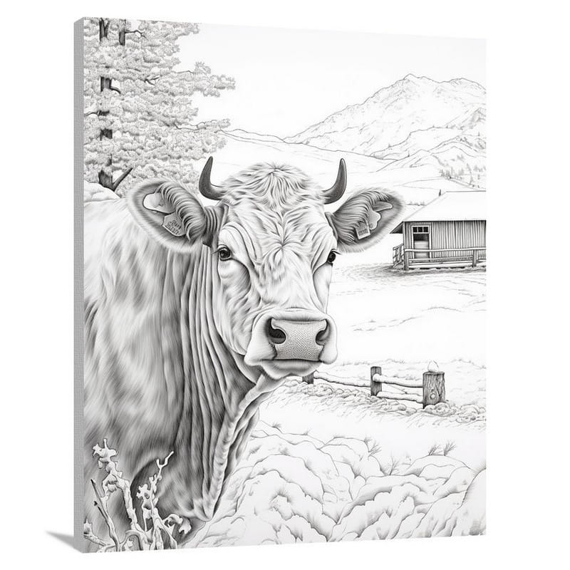 Christmas Cow, Decorative: Snowy Serenity - Canvas Print
