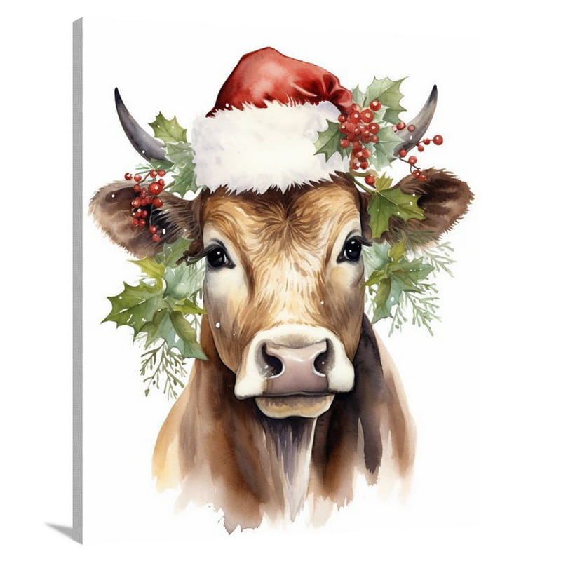 Christmas Cow: Enchanted Forest - Canvas Print