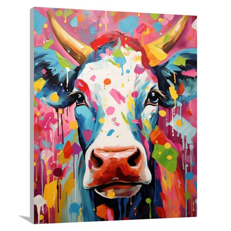 Christmas Cow: Festive Fiesta - Pop Art - Canvas Print