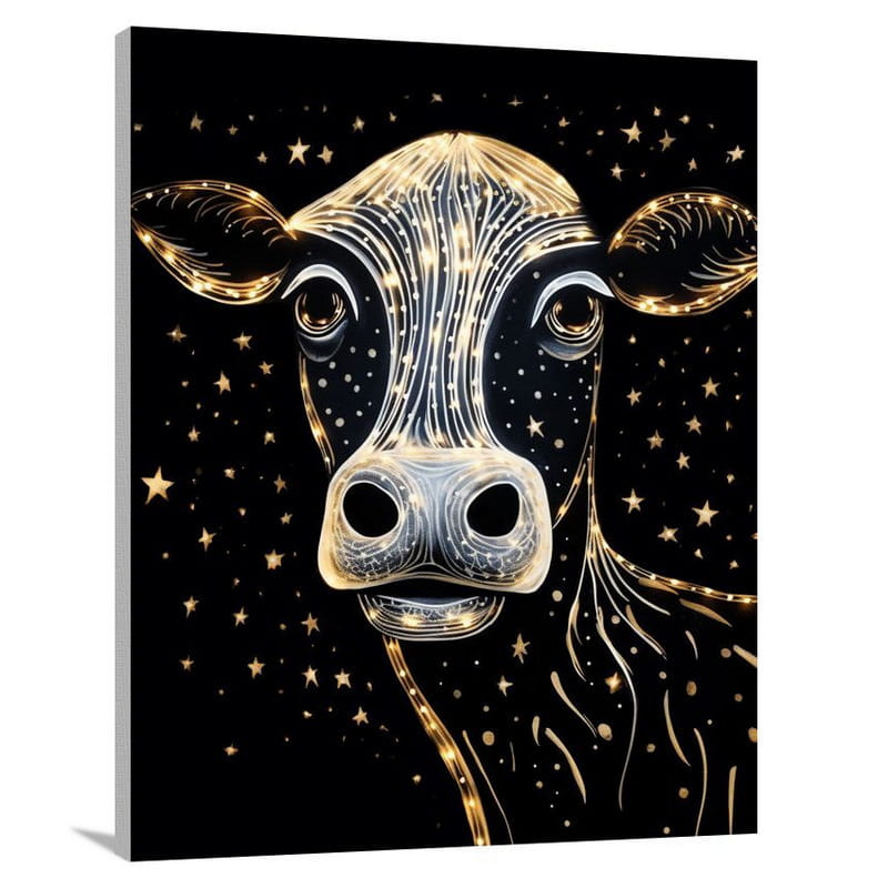 Christmas Cow Illumination - Canvas Print