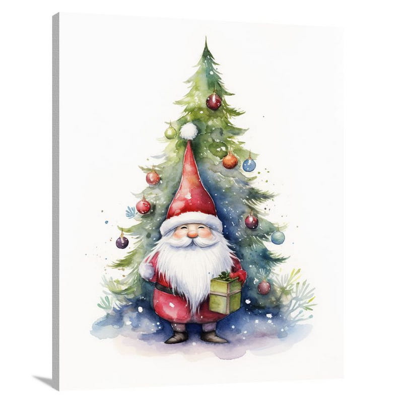 Christmas Gnome's Gift - Canvas Print
