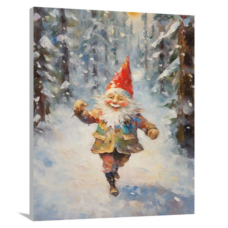 Christmas Gnome's Whimsical Dance - Canvas Print