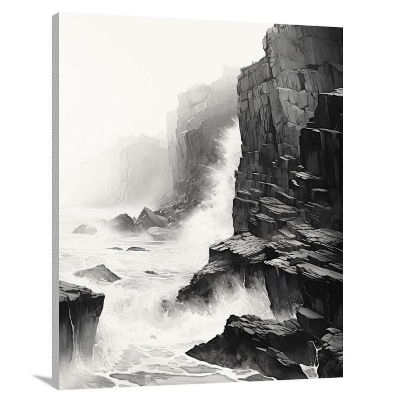 Cliff's Edge - Black And White 2 - Canvas Print