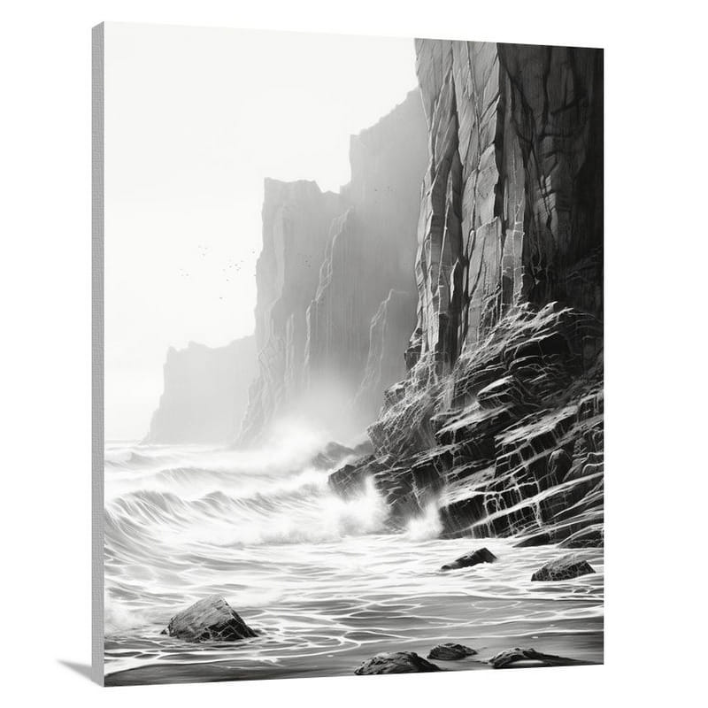 Cliff's Edge - Black And White - Canvas Print
