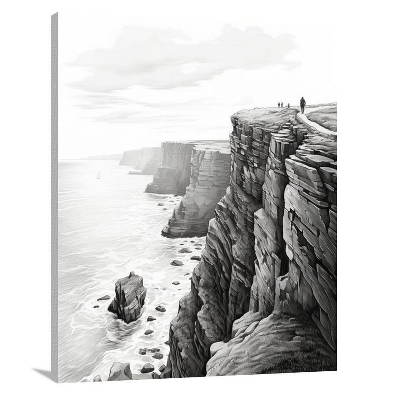 Cliffs of Moher Attractions - Black And White - Canvas Print