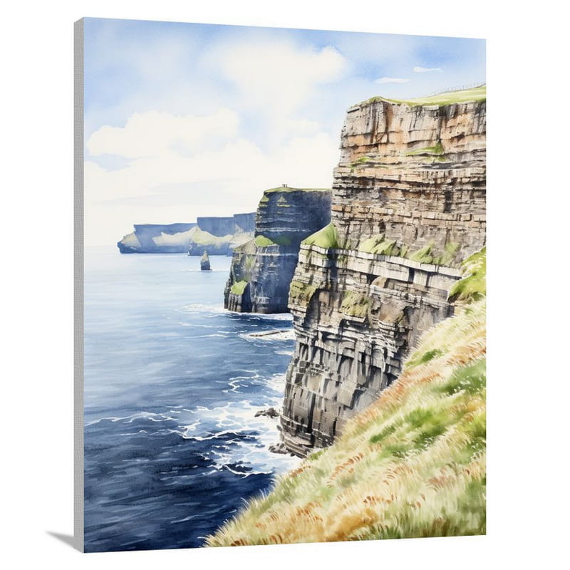 Cliffs of Moher Attractions - Watercolor - Canvas Print