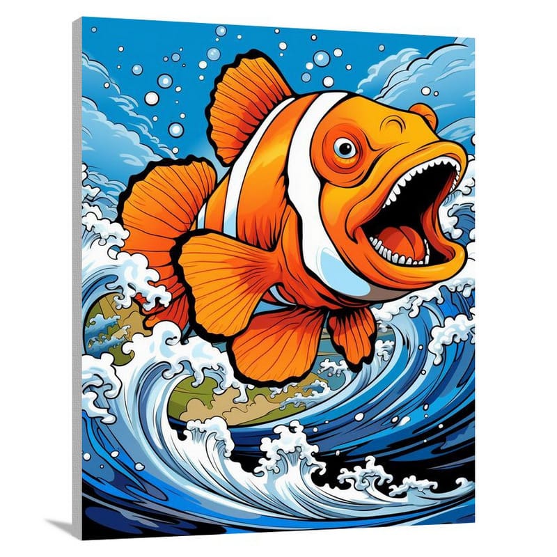 Clown Fish's Brave Battle - Canvas Print