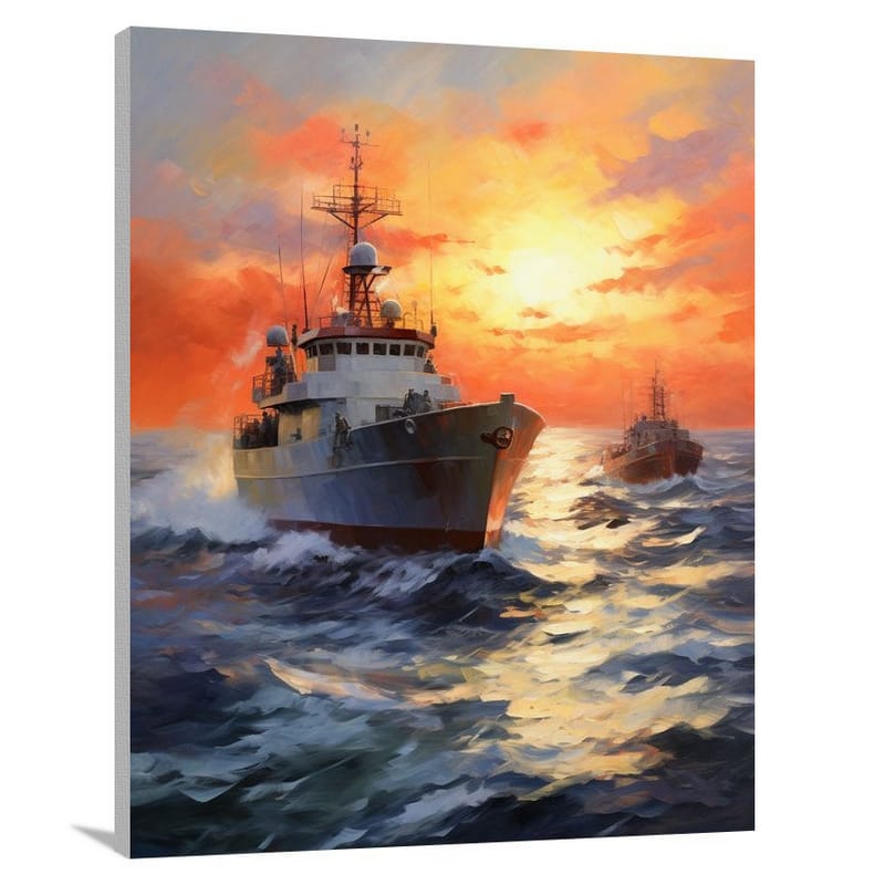 Coast Guard's Watchful Horizon - Canvas Print
