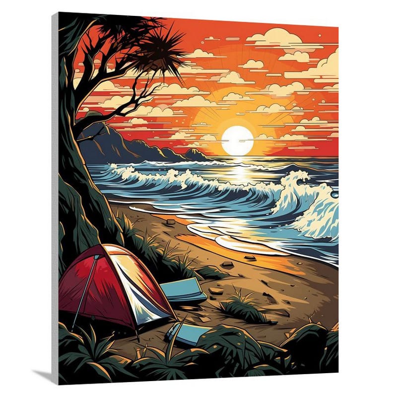 Coastal Camping: Surfing Passion - Canvas Print
