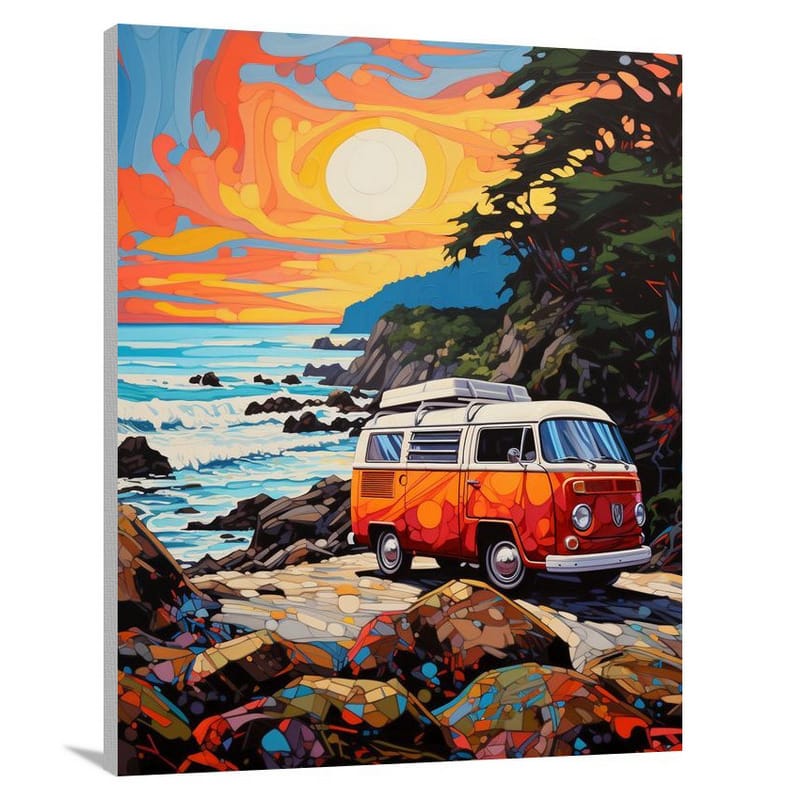 Coastal Camping: Surfing Passion - Pop Art - Canvas Print