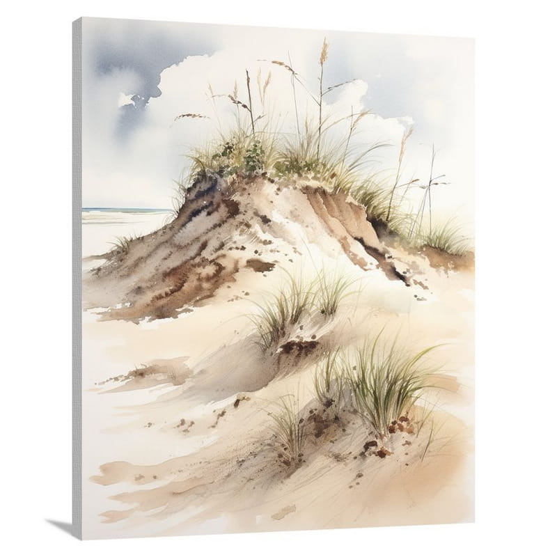 Coastal Sand Dune Serenity - Watercolor - Canvas Print