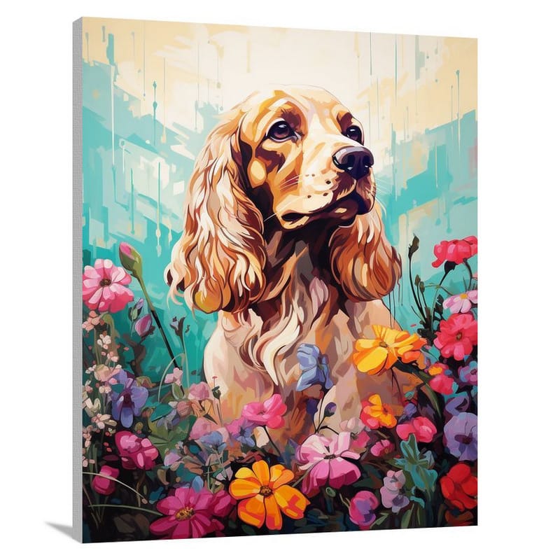 Cocker Spaniel's Garden - Canvas Print