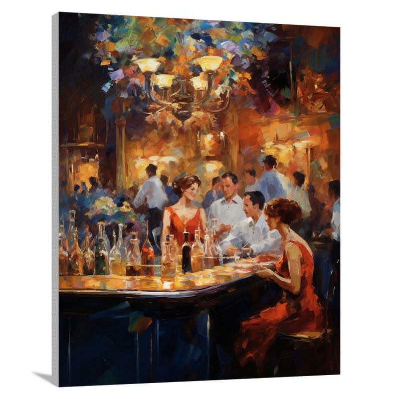 Cocktail Symphony: A Vibrant Bar Scene - Canvas Print