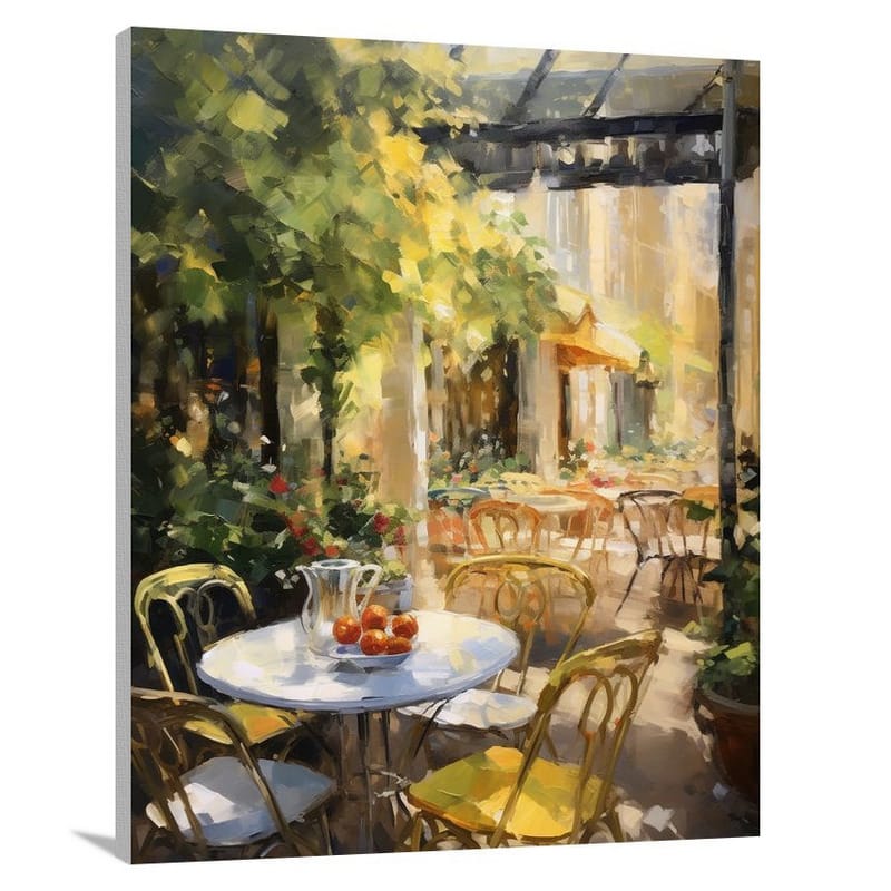 Coffee Delights: A Vibrant Caf Scene - Canvas Print