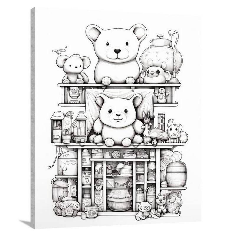 Collectible Toys - Black And White 2 - Canvas Print