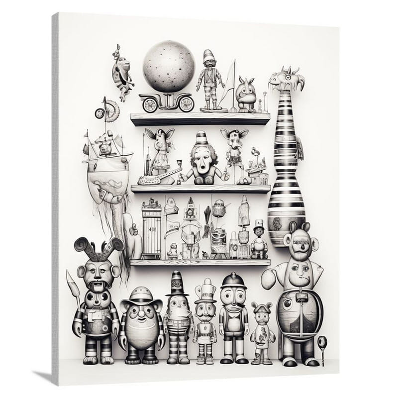 Collectible Toys - Black And White - Canvas Print