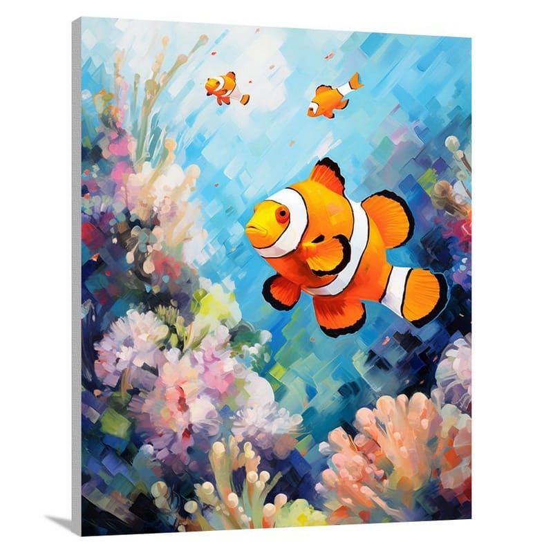 Colorful Dance: Clown Fish Symphony - Canvas Print
