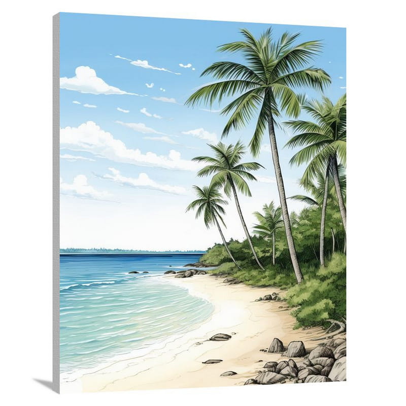 Cook Islands - Black and White - Black And White - Canvas Print