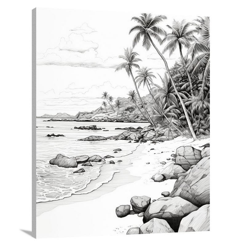 Cook Islands - Black and White - Canvas Print