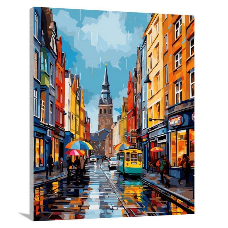 Copenhagen Colors: A Vibrant European Street - Canvas Print