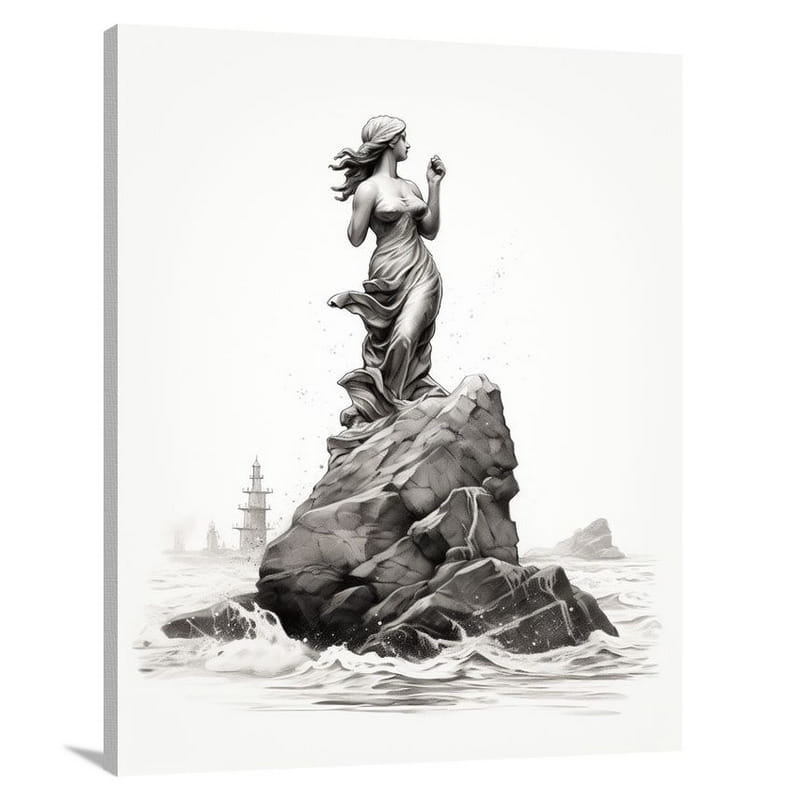 Copenhagen's Mermaid: Stoic Serenity - Canvas Print