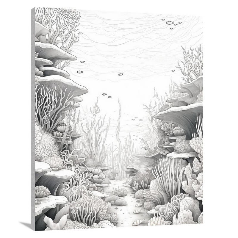 Coral Symphony - Black And White 2 - Canvas Print