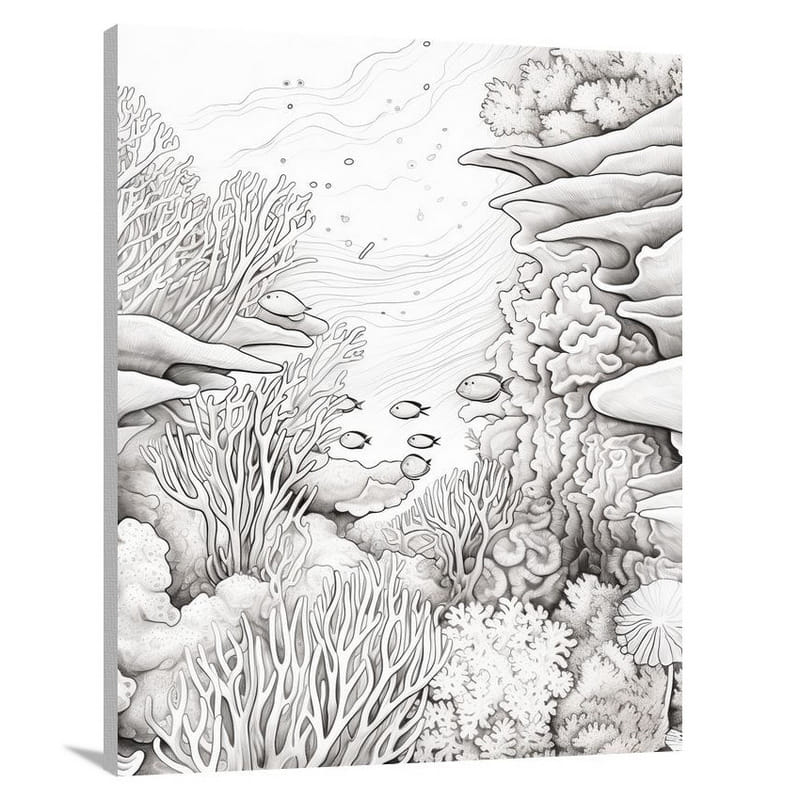 Coral Symphony - Black And White - Canvas Print