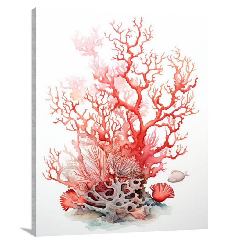 Coral - Watercolor - Canvas Print