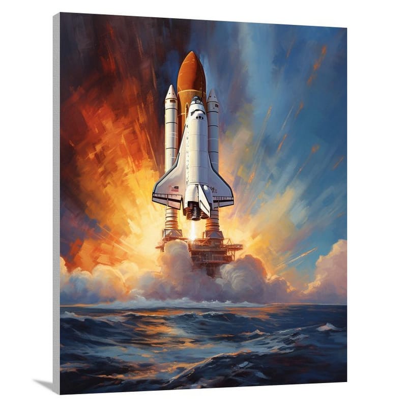Cosmic Ballet: Space Shuttle - Impressionist - Canvas Print