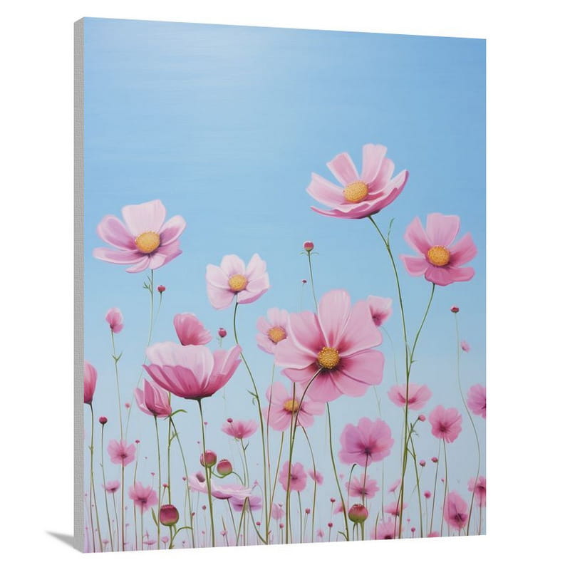 Cosmic Blossoms: A Celestial Oasis - Minimalist - Canvas Print