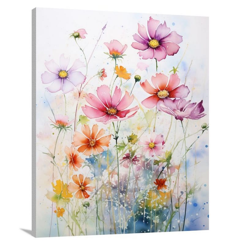 Cosmic Blossoms - Watercolor - Canvas Print