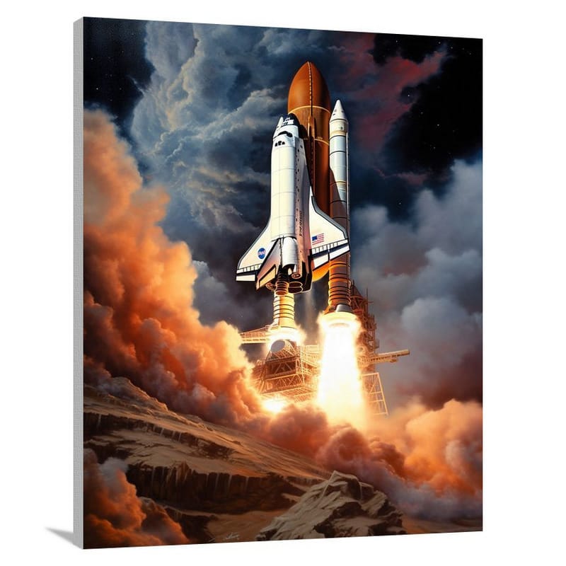 Cosmic Conquest: Space Shuttle's Gaze - Canvas Print