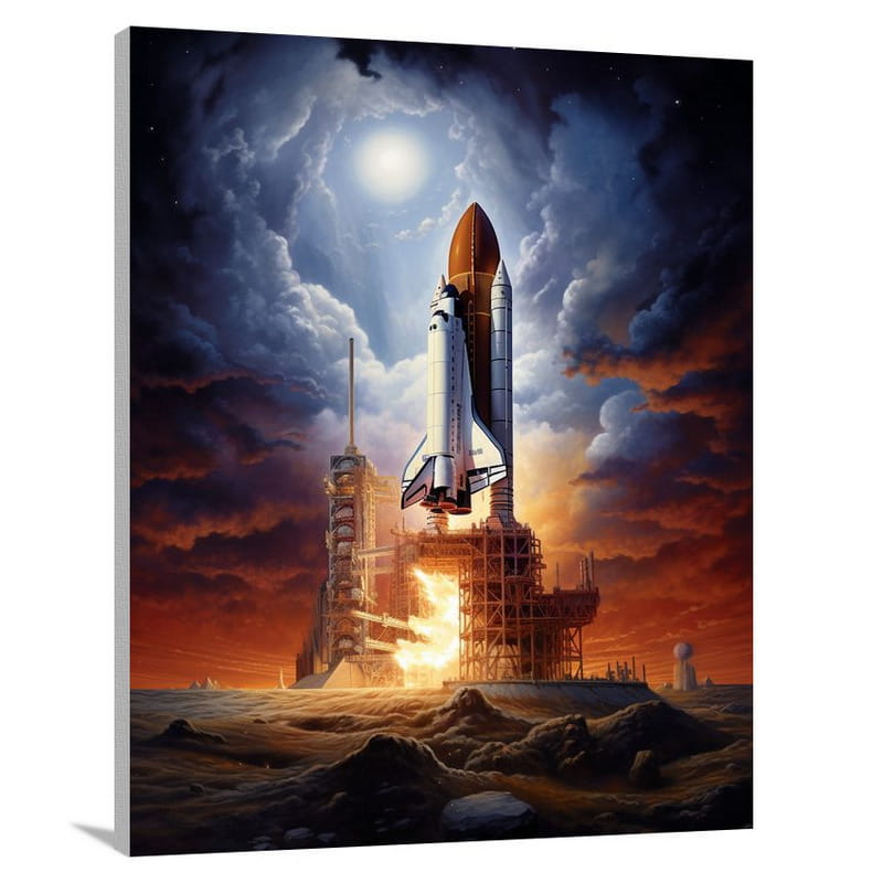Cosmic Conquest: Space Shuttle's Gaze - Contemporary Art - Canvas Print