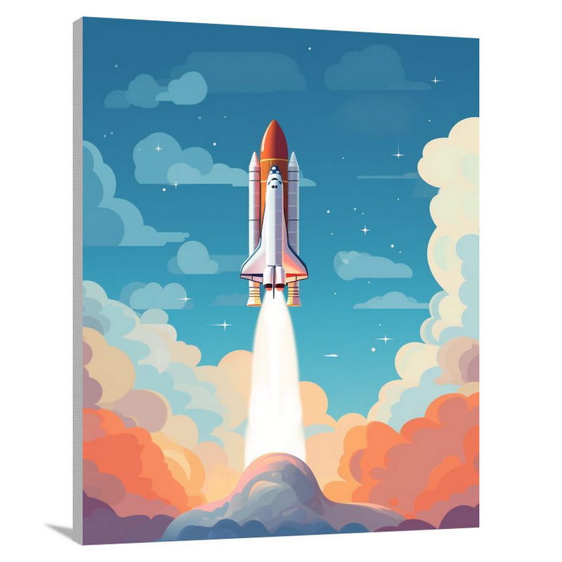 Cosmic Journey: Space Shuttle - Minimalist - Canvas Print