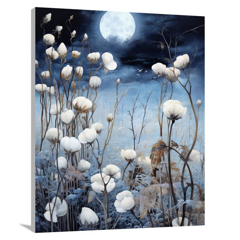 Cotton Blossoms in Moonlight - Canvas Print