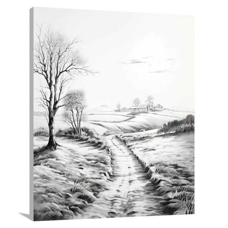 Countryside Awakening - Black And White - Canvas Print
