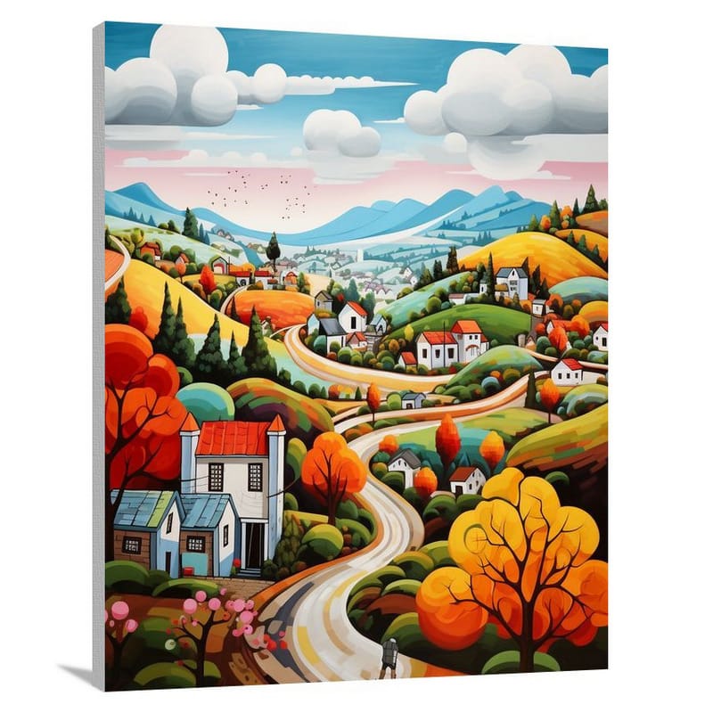 Countryside's Vibrant Tapestry - Canvas Print