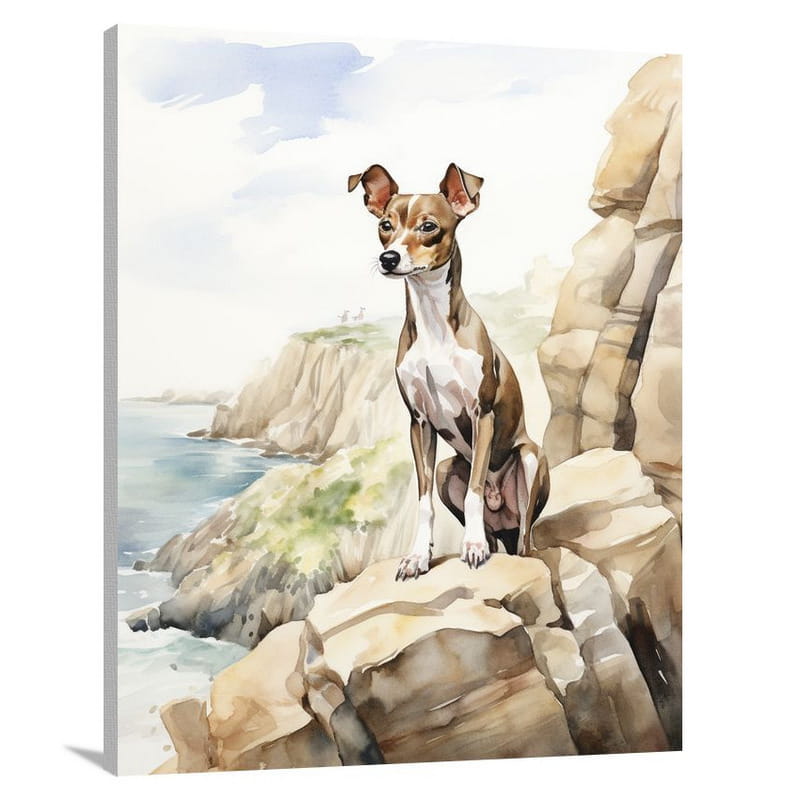 Courageous Cliffside: Italian Greyhound - Canvas Print
