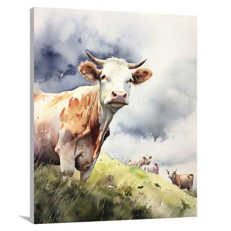 Cow's Refuge - Watercolor - Canvas Print