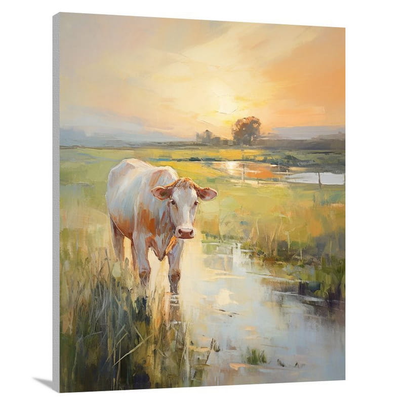Cow's Serene Pasture - Canvas Print