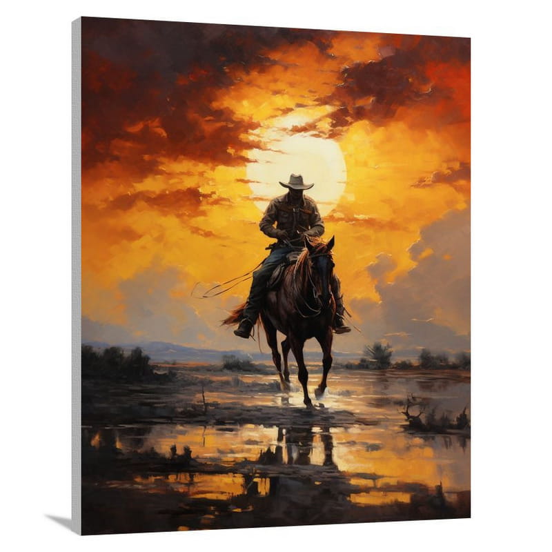 Cowboy's Journey Home - Impressionist - Canvas Print