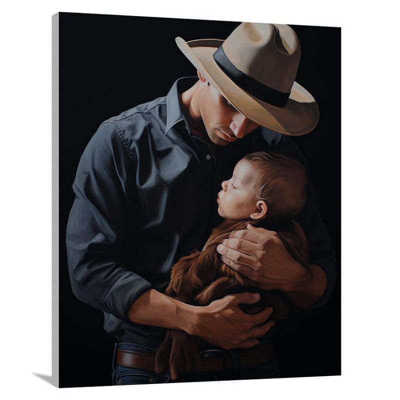 Cowboy's Tender Touch - Canvas Print