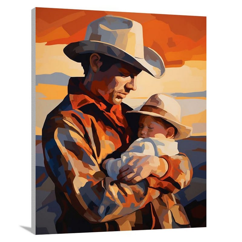 Cowboy's Tender Touch - Minimalist - Canvas Print