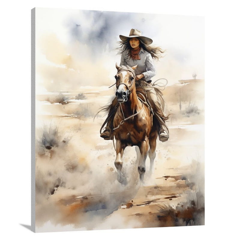 Cowgirl's Resolve - Watercolor - Canvas Print