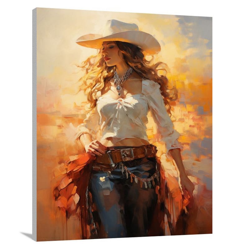 Cowgirl's Sunset Lasso - Canvas Print