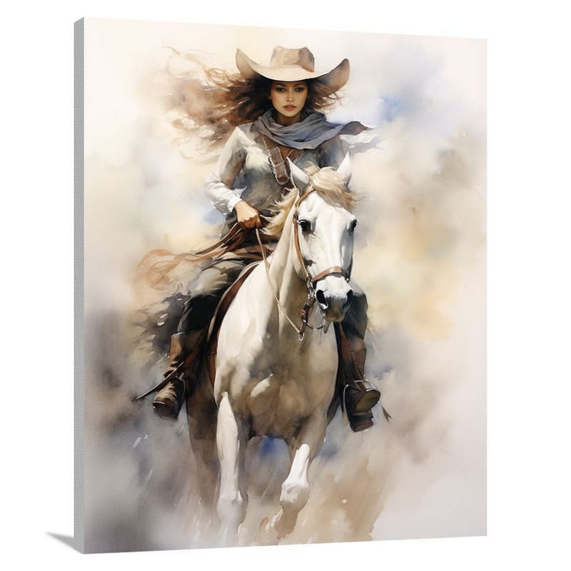 Cowgirl - Watercolor - Canvas Print