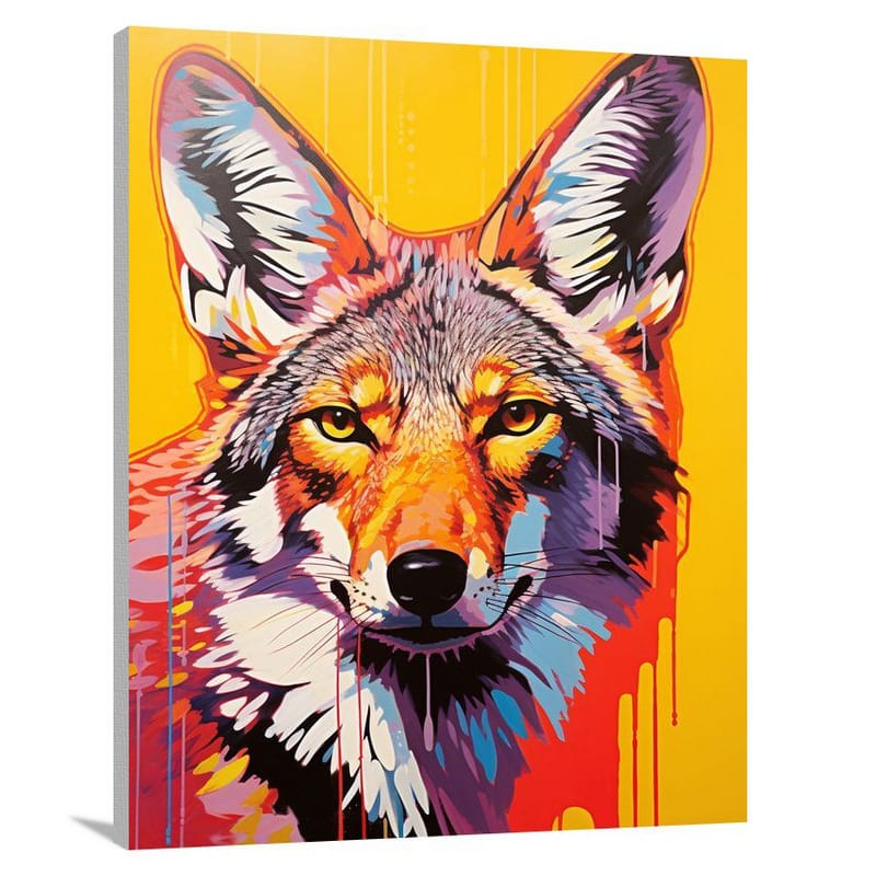 Coyote's Gaze: A Pop Art Encounter - Canvas Print