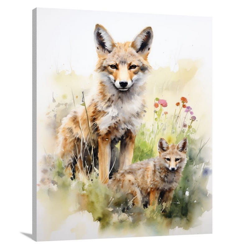 Coyote's Playful Harmony - Canvas Print