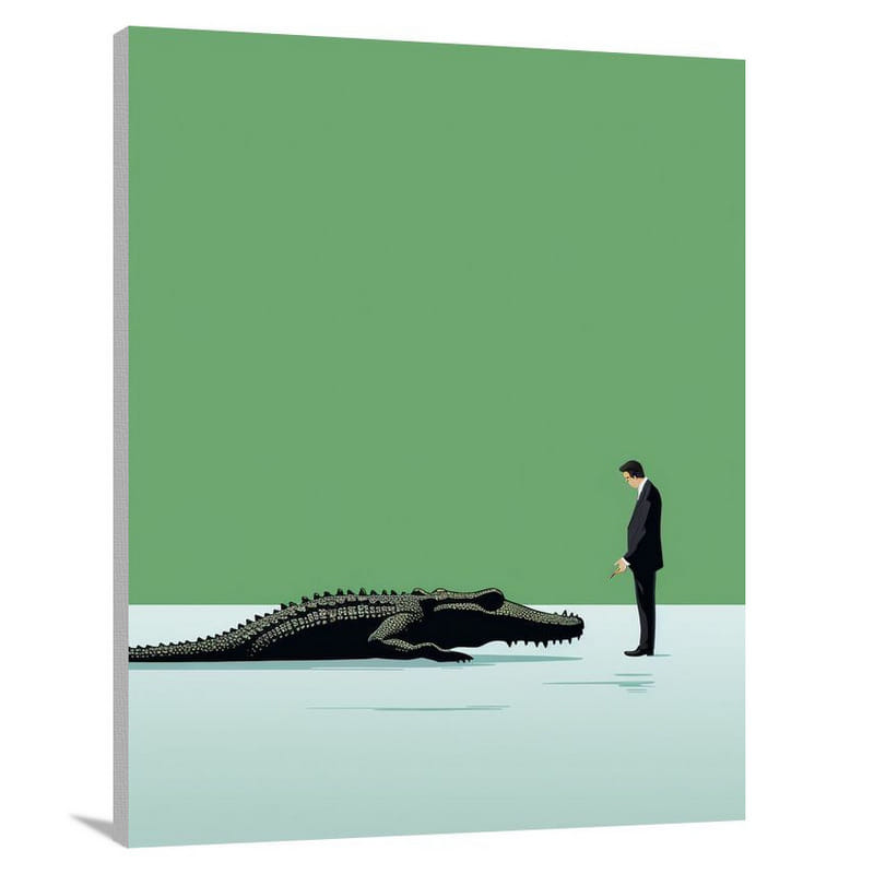 Crocodile Encounter - Minimalist - Canvas Print
